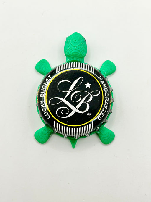 Lucky Bucket Brewing (Black) - Bottle Cap Magnet Turtle Shell Shocked Art
