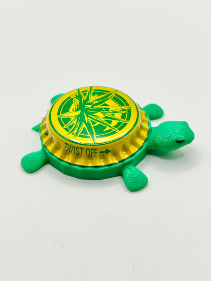 Tequiza Beer - Bottle Cap Magnet Turtle Shell Shocked Art