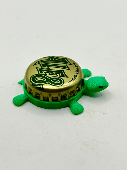Ale8 (Green & Gold) - Bottle Cap Magnet Turtle Shell Shocked Art