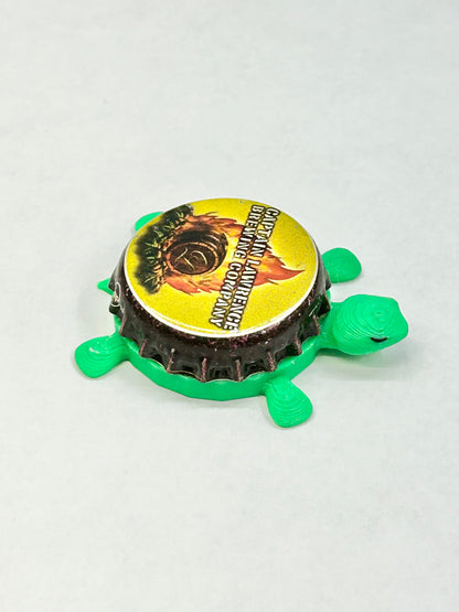 Captain Lawrence Brewing - Bottle Cap Magnet Turtle Shell Shocked Art