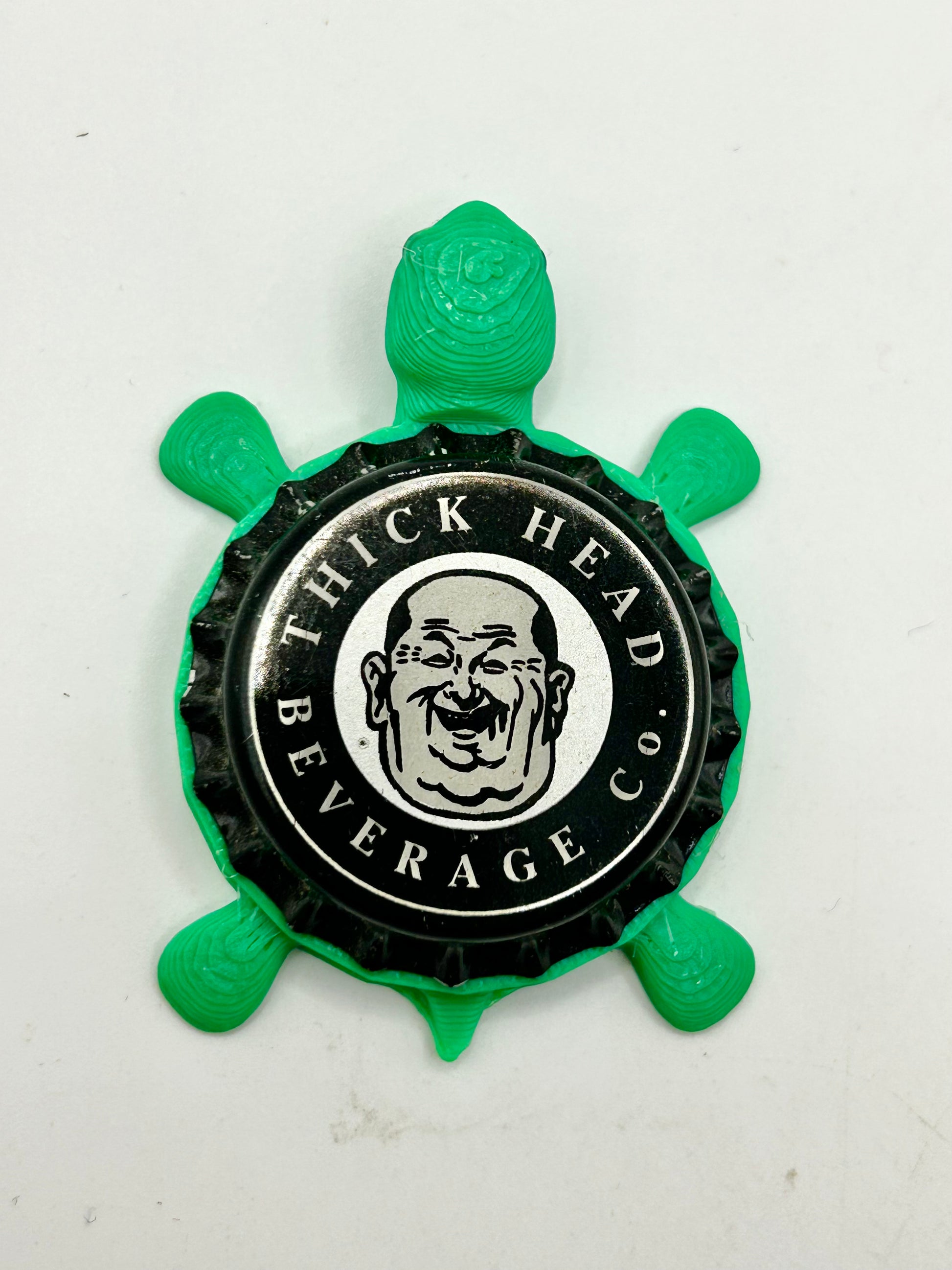 Thick Head Beverage Company - Bottle Cap Magnet Turtle Shell Shocked Art