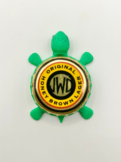 Dundee’s JWD Honey Brown Lager - Bottle Cap Magnet Turtle Shell Shocked Art