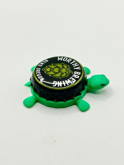 Worthy Brewing (Hops Logo) - Bottle Cap Magnet Turtle Shell Shocked Art