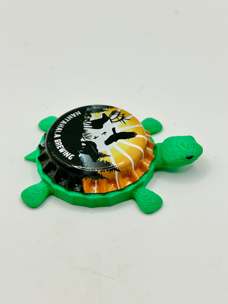 Nantahala Brewing - Bottle Cap Magnet Turtle Shell Shocked Art