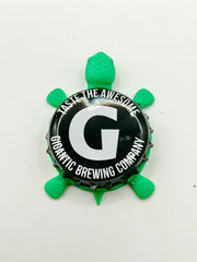 Gigantic Brewing (Black) - Bottle Cap Magnet Turtle Shell Shocked Art