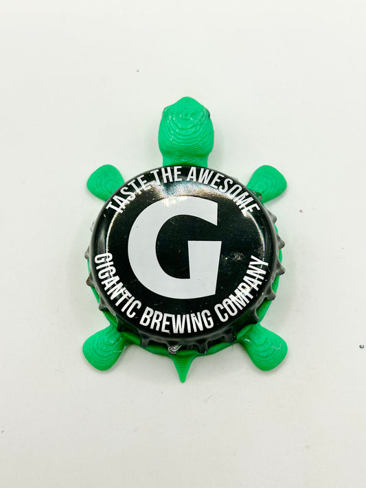 Gigantic Brewing (Black) - Bottle Cap Magnet Turtle