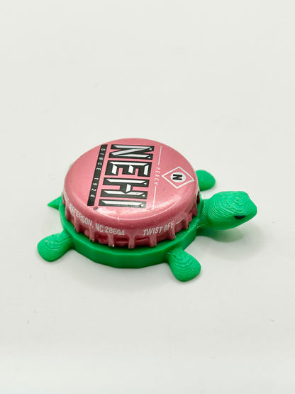 Nehi Peach Soda - Bottle Cap Magnet Turtle Shell Shocked Art
