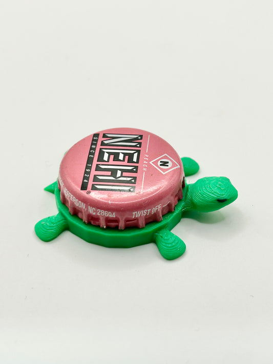Nehi Peach Soda - Bottle Cap Magnet Turtle