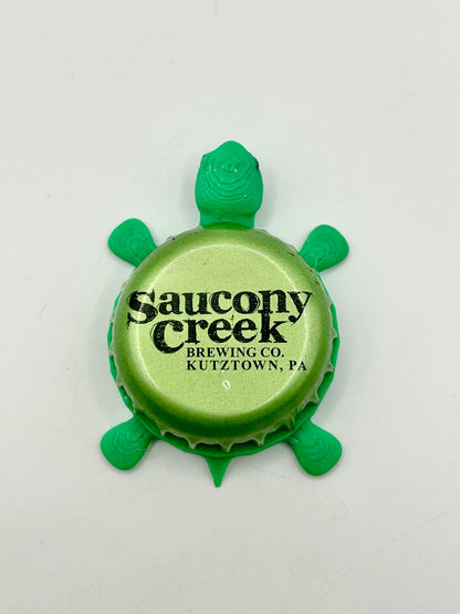 Saucony Creek Brewing - Bottle Cap Magnet Turtle Shell Shocked Art