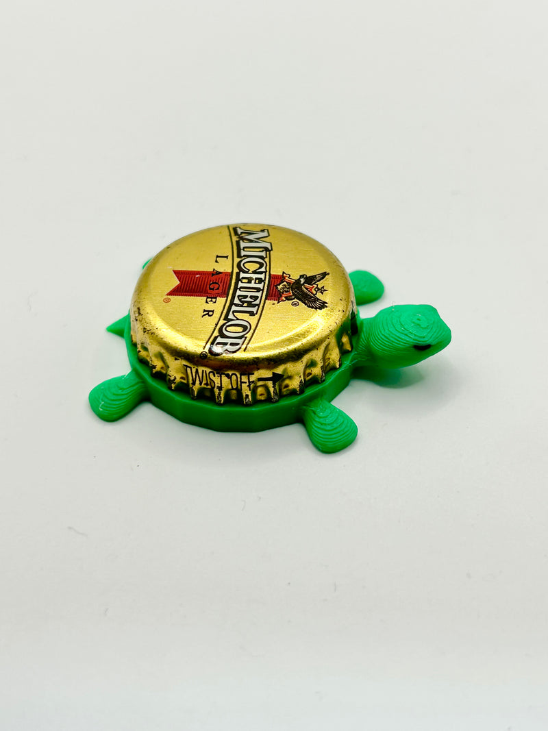 Michelob Lager (Gold) - Bottle Cap Magnet Turtle Shell Shocked Art