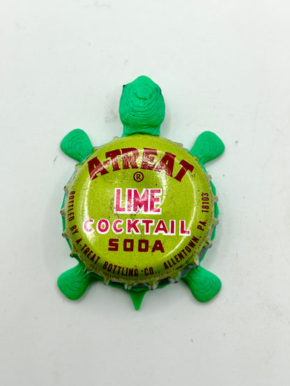 A-Treat Lime Cocktail Soda - Bottle Cap Magnet Turtle Shell Shocked Art
