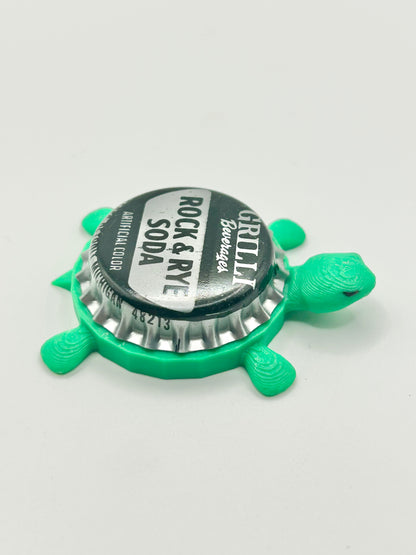 Grilli Rock & Rye Soda - Bottle Cap Magnet Turtle Shell Shocked Art
