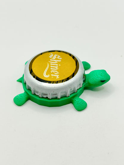 Shiner Beer - Bottle Cap Magnet Turtle Shell Shocked Art