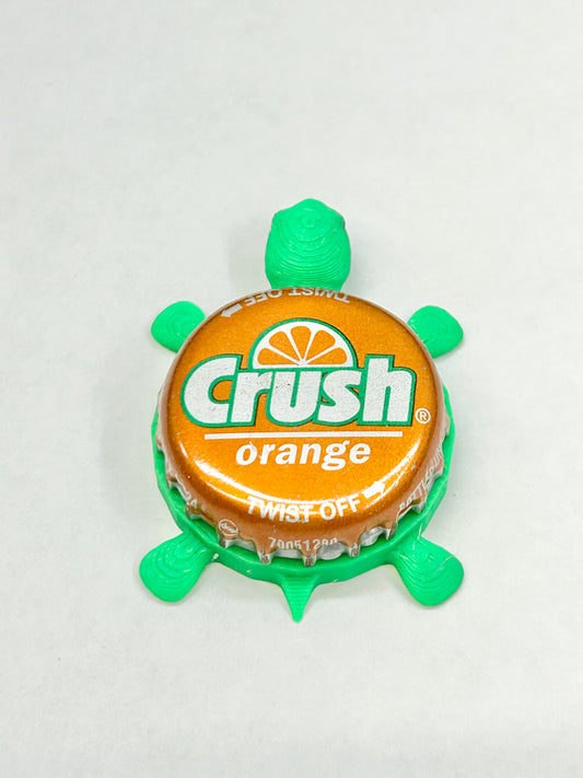 Orange Crush Soda - Bottle Cap Magnet Turtle
