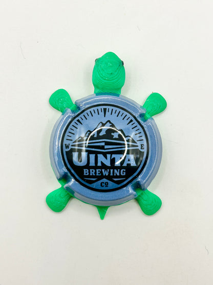 Uinta Brewing (Blue - Cork Cage Cap) - Bottle Cap Magnet Turtle Shell Shocked Art