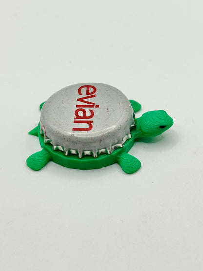 Evian Water - Bottle Cap Magnet Turtle Shell Shocked Art