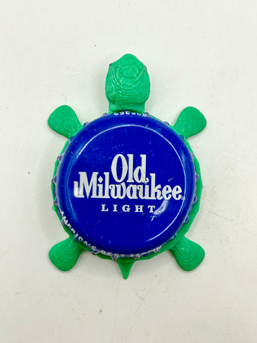 Old Milwaukee Light Beer - Bottle Cap Magnet Turtle Shell Shocked Art