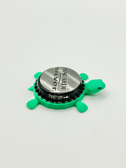 Bacardi Silver - Bottle Cap Magnet Turtle Shell Shocked Art