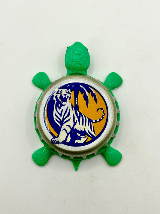 Tiger Beer - Bottle Cap Magnet Turtle Shell Shocked Art