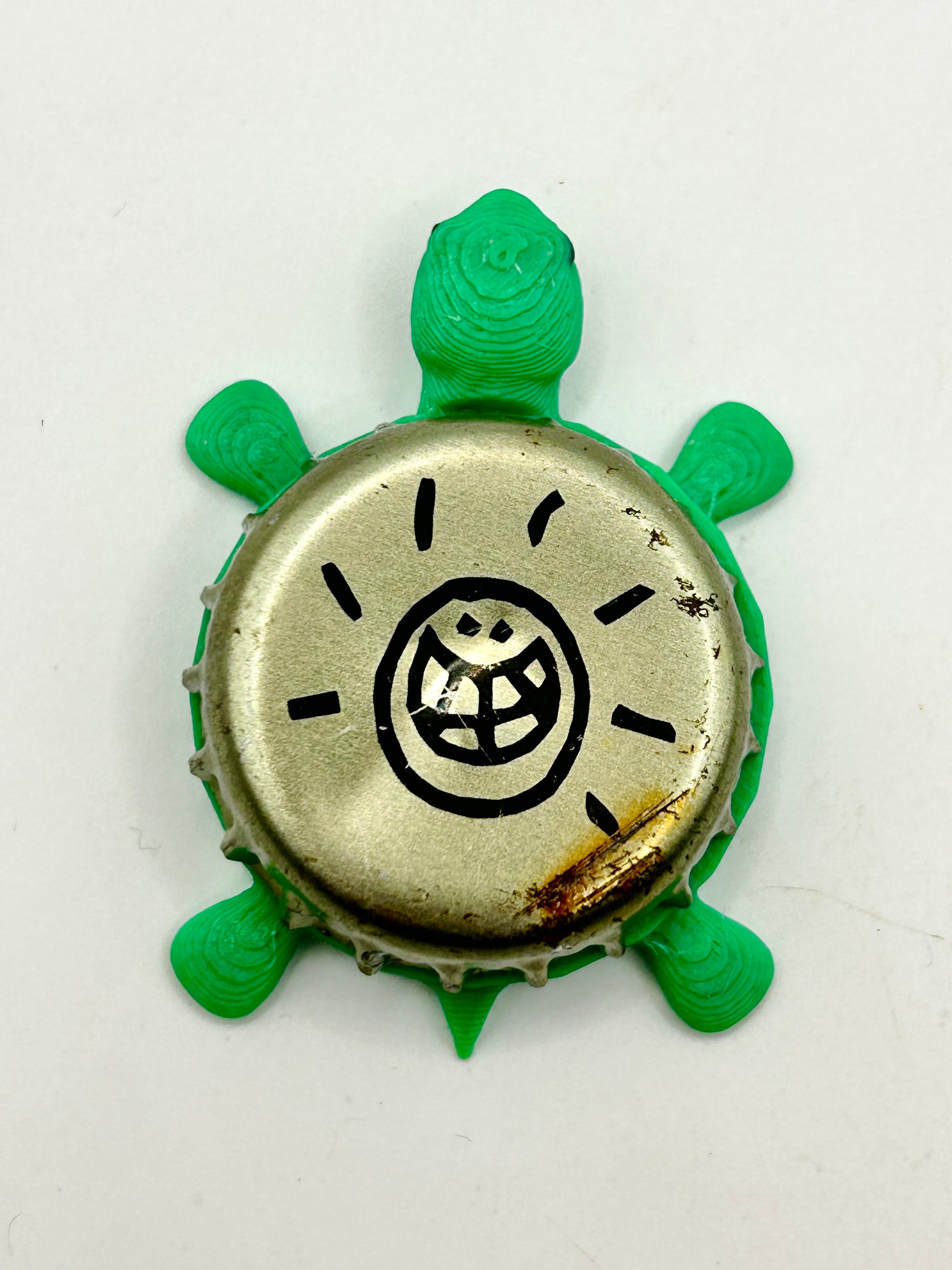 Jem’s Beer Factory - Bottle Cap Magnet Turtle Shell Shocked Art