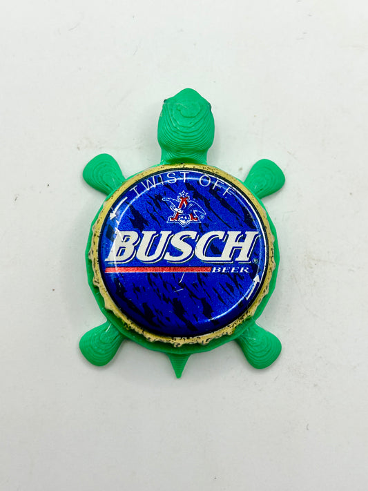 Busch Beer (Blue Twist Off) - Bottle Cap Magnet Turtle Shell Shocked Art