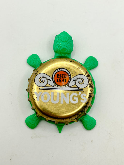Young’s Beer - Bottle Cap Magnet Turtle Shell Shocked Art