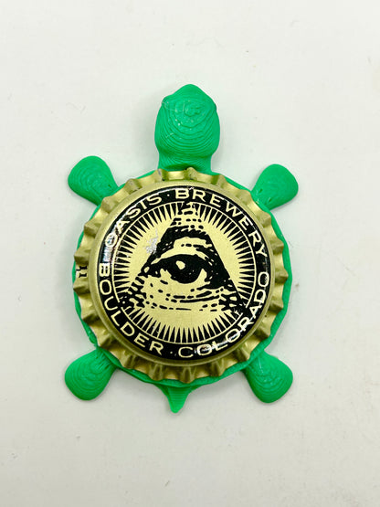 Oasis Brewery - Bottle Cap Magnet Turtle Shell Shocked Art
