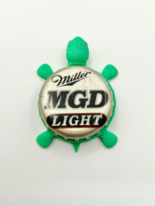 MGD Miller Genuine Draft Light (Vintage Design 1) - Bottle Cap Magnet Turtle Shell Shocked Art