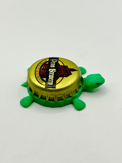 Penn Brewery - Bottle Cap Magnet Turtle Shell Shocked Art