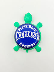Icehouse Beer Plank Road Brewery - Bottle Cap Magnet Turtle Shell Shocked Art