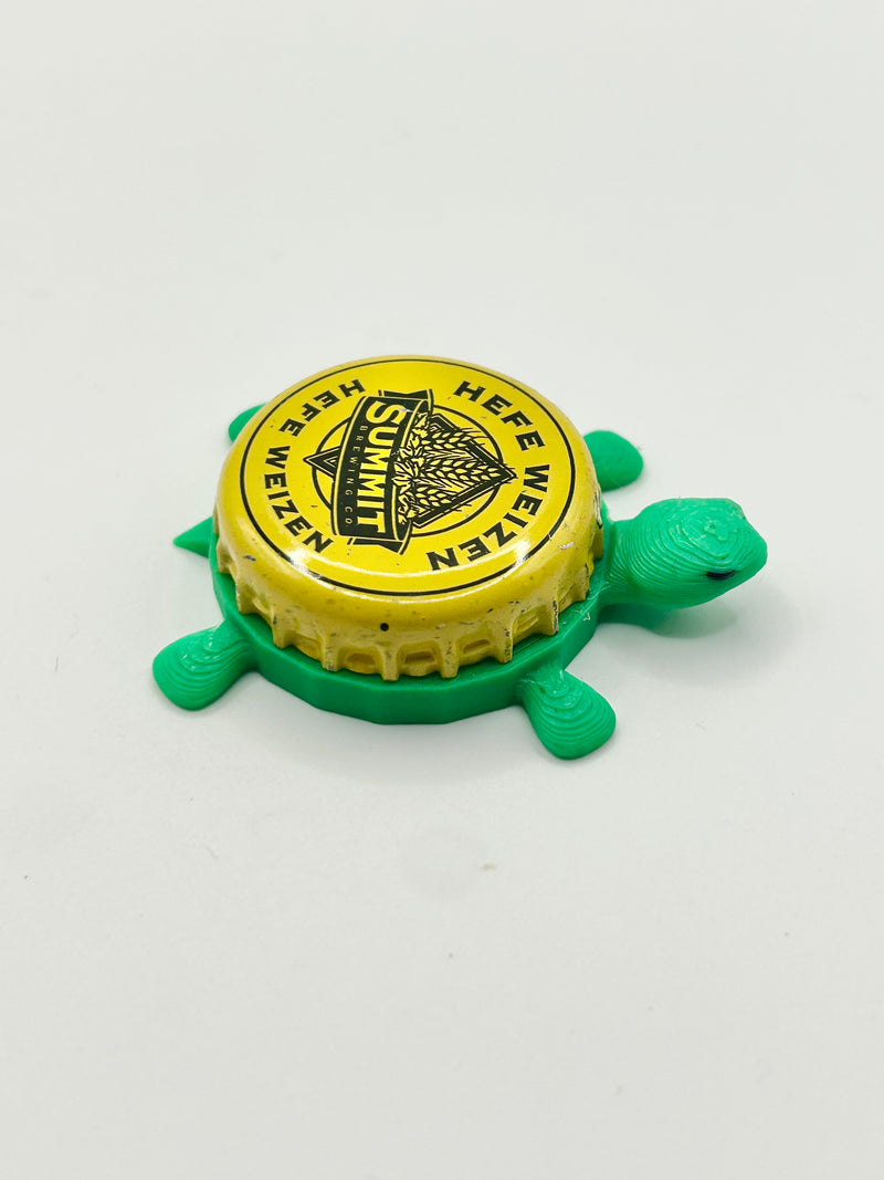 Summit Brewing Hefe Weizen - Bottle Cap Magnet Turtle Shell Shocked Art