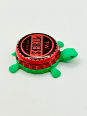 T.W. Pitchers’ Brewing - Bottle Cap Magnet Turtle Shell Shocked Art