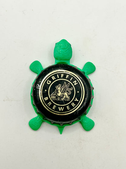 Griffin Brewery - Bottle Cap Magnet Turtle Shell Shocked Art