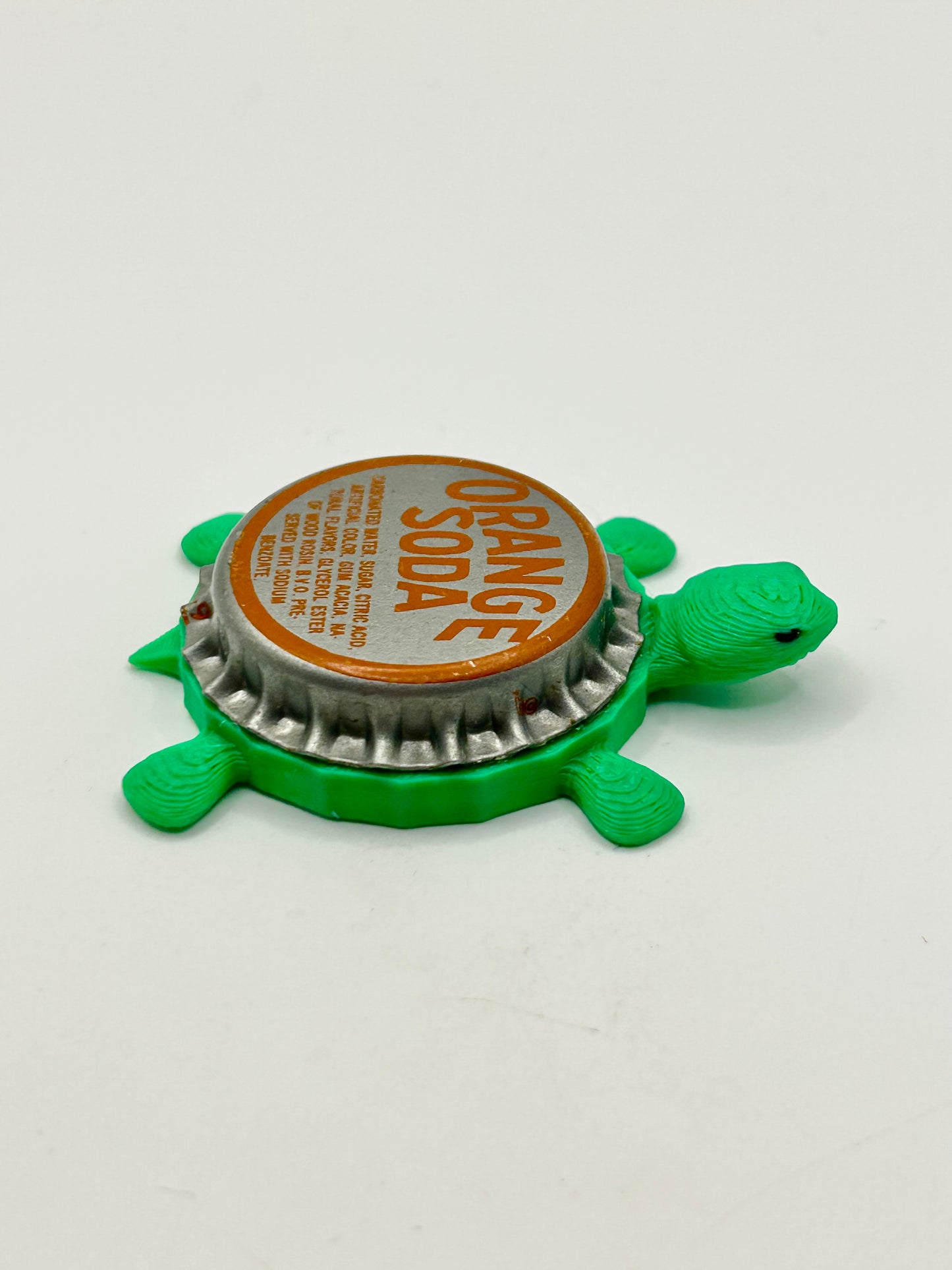 Orange Soda (Silver) - Bottle Cap Magnet Turtle