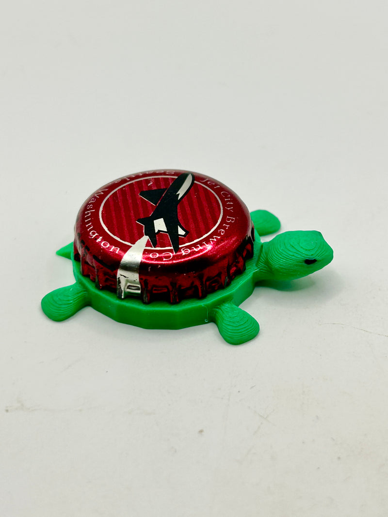 Jet City Brewing - Bottle Cap Magnet Turtle Shell Shocked Art