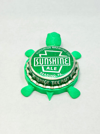 Sunshine Ale (PA) - Bottle Cap Magnet Turtle Shell Shocked Art