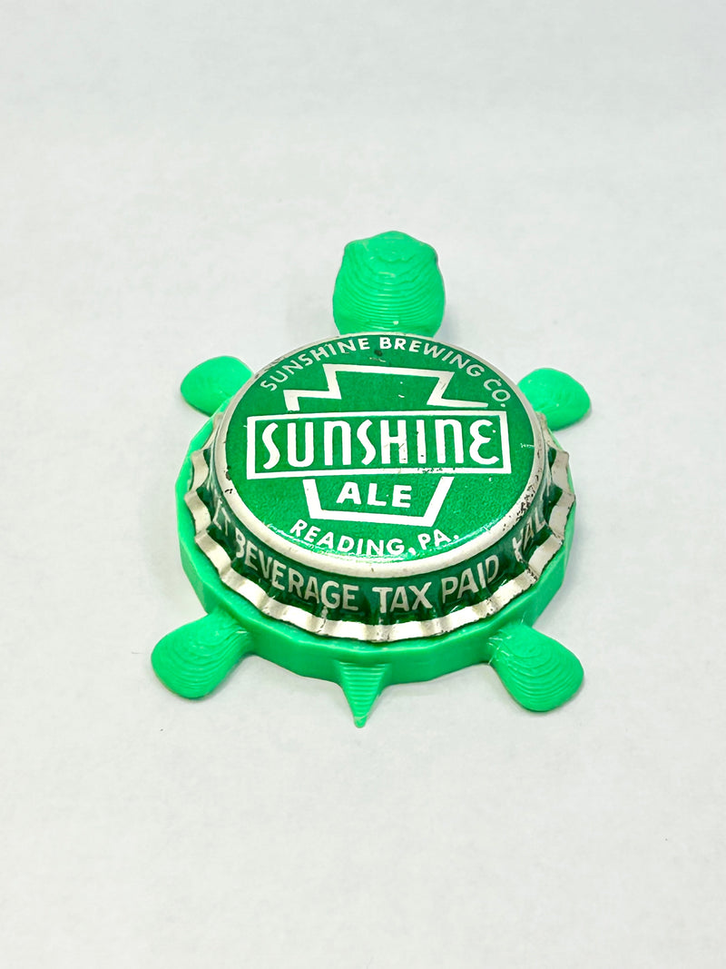 Sunshine Ale (PA) - Bottle Cap Magnet Turtle Shell Shocked Art