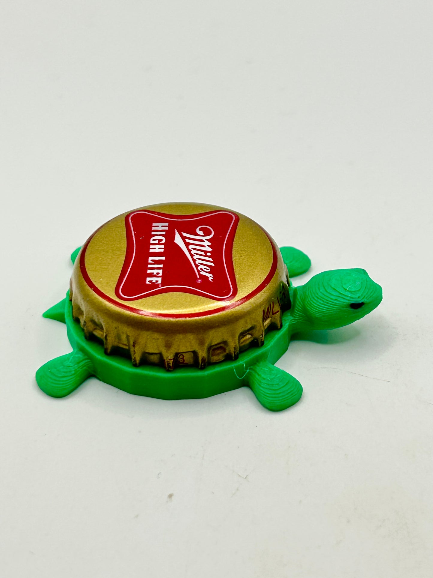 Miller High Life (Red Trim) - Bottle Cap Magnet Turtle Shell Shocked Art