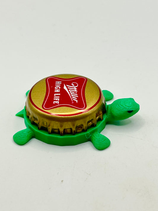 Miller High Life (Red Trim) - Bottle Cap Magnet Turtle Shell Shocked Art