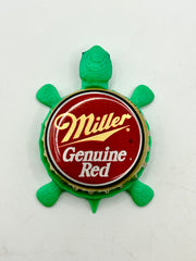 Miller Genuine Red - Bottle Cap Magnet Turtle Shell Shocked Art