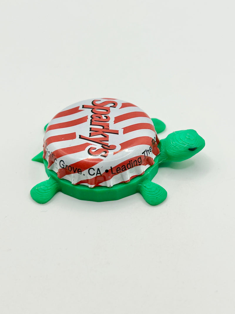 Sparky’s Root Beer - Bottle Cap Magnet Turtle Shell Shocked Art