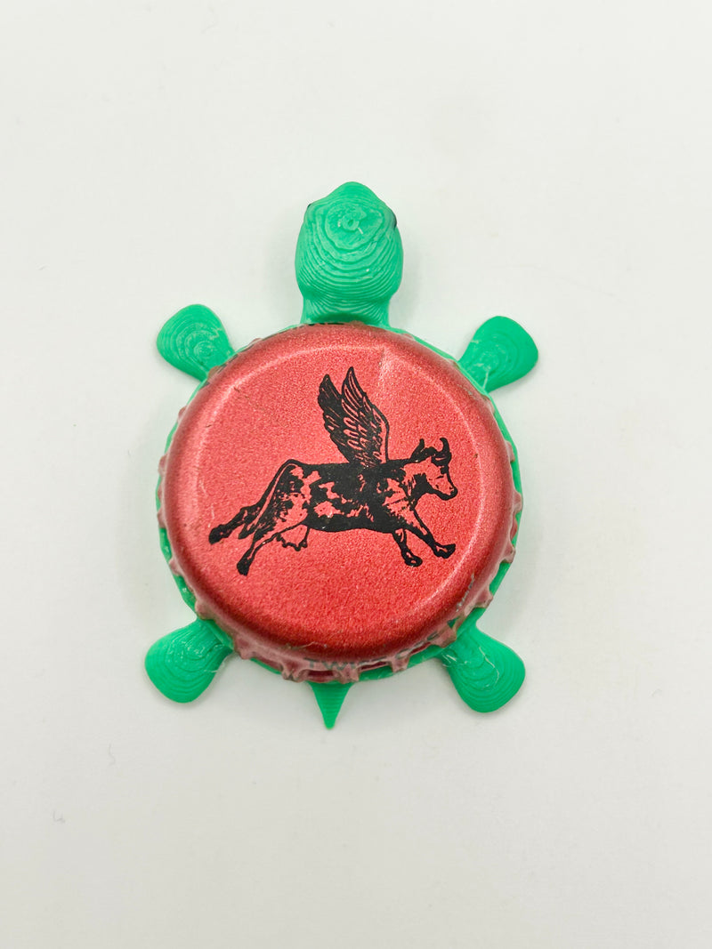 Flying Cow - Bottle Cap Magnet Turtle Shell Shocked Art
