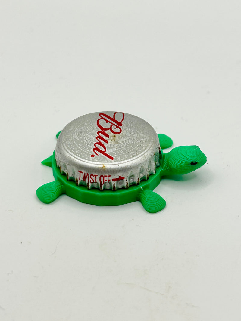 Budweiser Patriotic (All Silver) - Bottle Cap Magnet Turtle Shell Shocked Art