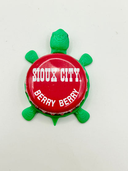 Sioux City Berry Berry Soda - Bottle Cap Magnet Turtle Shell Shocked Art