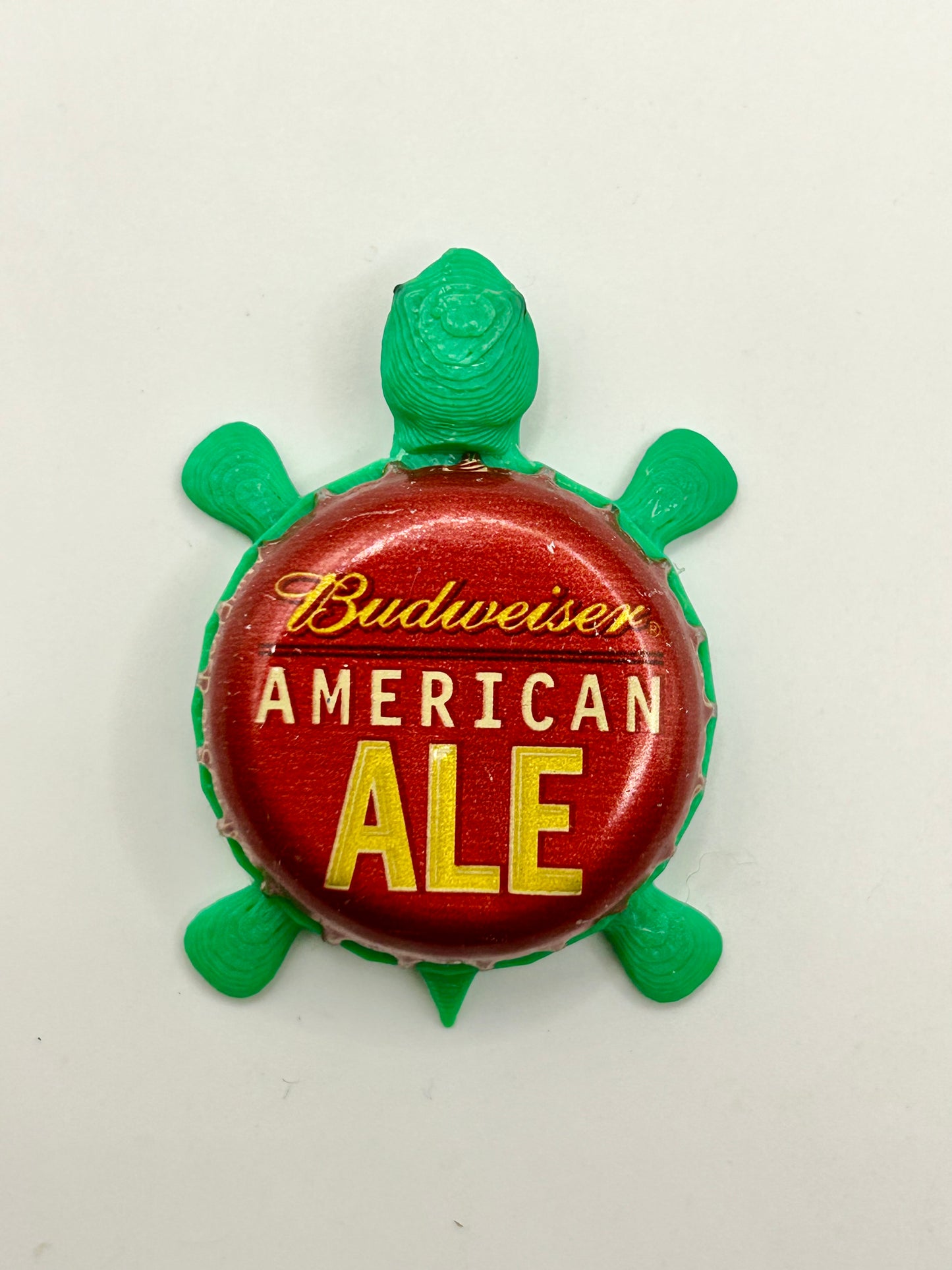 Budweiser (American Ale) - Bottle Cap Magnet Turtle Shell Shocked Art