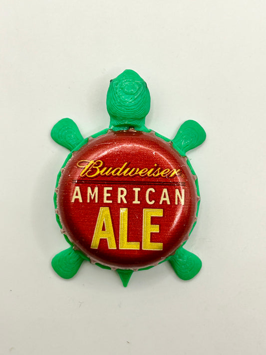 Budweiser (American Ale) - Bottle Cap Magnet Turtle Shell Shocked Art