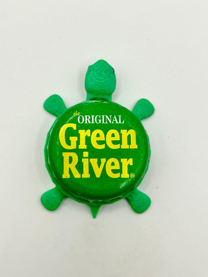 Green River Soda - Bottle Cap Magnet Turtle Shell Shocked Art