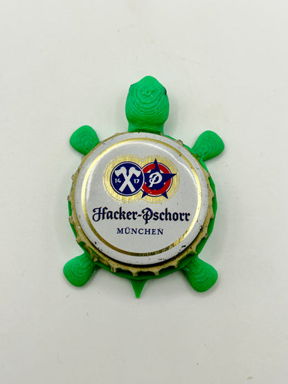 Hacker Pschorr - Bottle Cap Magnet Turtle Shell Shocked Art