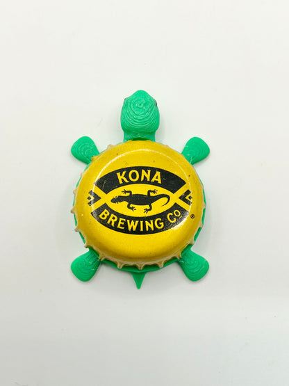Kona Brewing (Yellow and Black) - Bottle Cap Magnet Turtle Shell Shocked Art