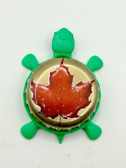 Molson (Red Leaf, Gold) - Bottle Cap Magnet Turtle Shell Shocked Art